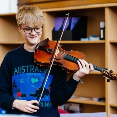 Boy playing violin